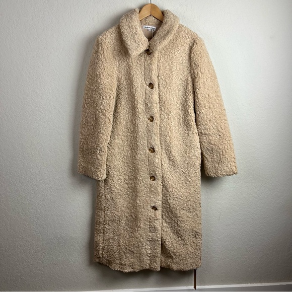 NEW NWT Reformation Coat Jacket Ivan Camel Sherpa - Picture 3 of 13